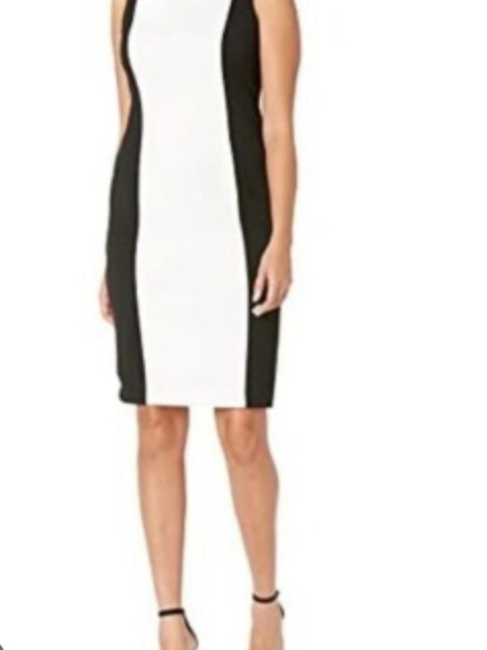 Calvin Klein Black and White Colorblock Midi Dress